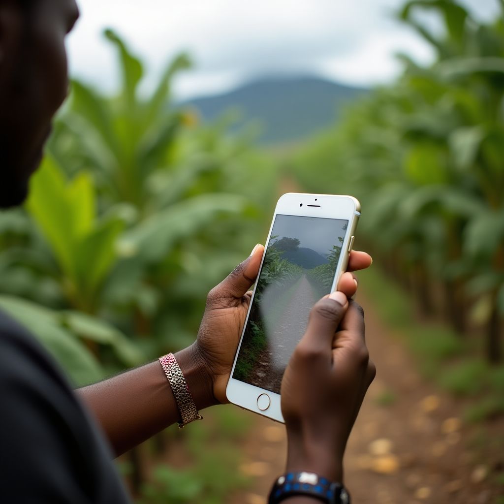 Agricultores utilizando tecnologías innovadoras en plantaciones de cacao
