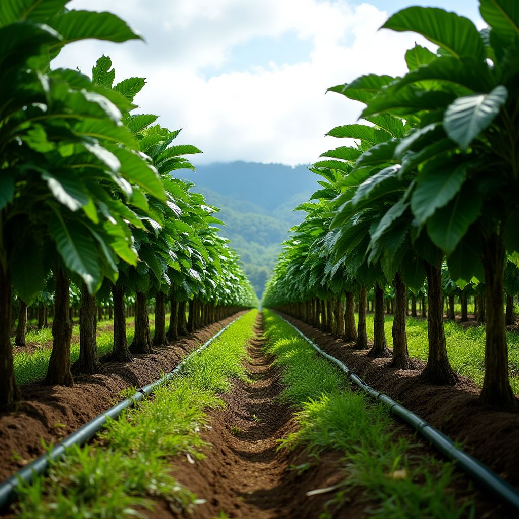 Plantación de cacao con tecnología avanzada en Ecuador